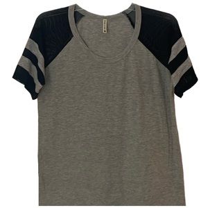 Emma & Sam Grey Tee Shirt With Black Mesh Details